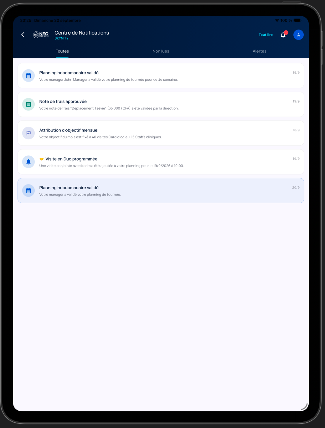 Notifications & Messagerie Équipe